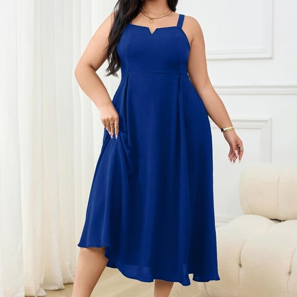 Plus Size V-Neck Sleeveless Maxi Dress with Pockets for Wedding and Formal - Picture 6 of 7